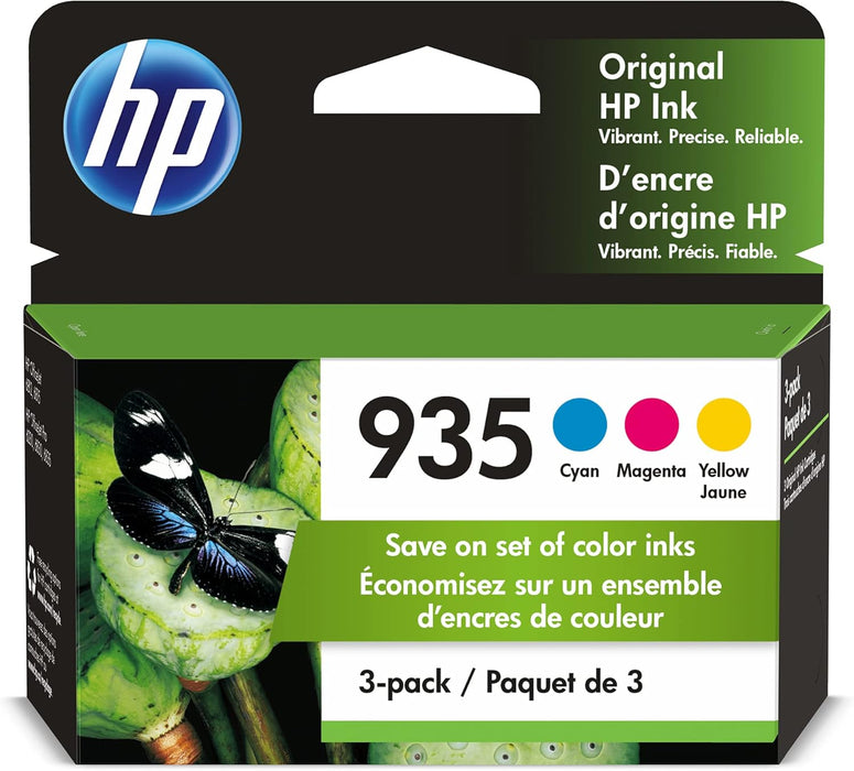 HP 935 Cyan, Magenta & Yellow Original Ink Cartridges, 3 Pack (N9H65FN)