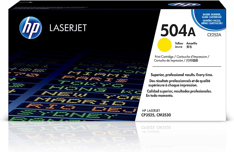 HP 504A (CE252A) Yellow Original LaserJet Toner Cartridge – Compatible Printer Supply – Get Toner Canada