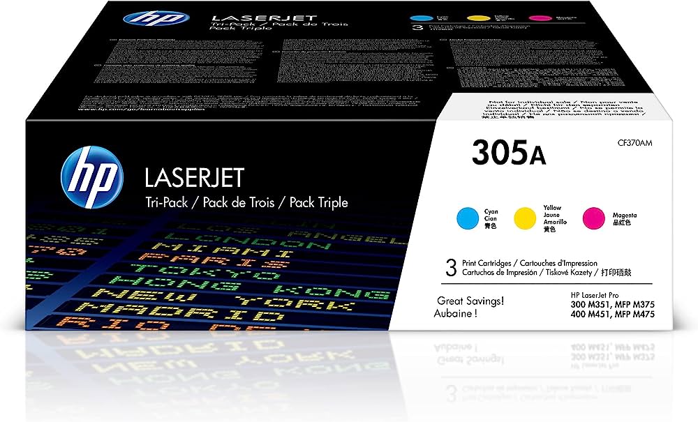 HP 305A (CF370AM) Cyan, Magenta & Yellow Original LaserJet Toner Cartridges, 3 pack – Compatible Printer Supply – Get Toner Canada