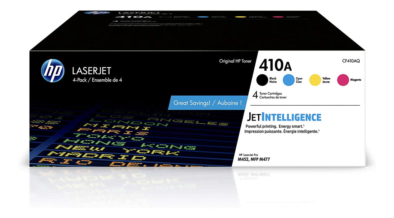 HP 410A (CF410AQ) Black, Cyan, Magenta, Yellow Original LaserJet Toner Cartridges, 4/Pack