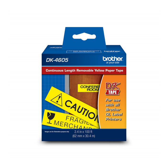 Black/Yellow Removable Continuous Length Paper Tape 2.4 in x 100 ft (62 mm x 30.4 m)