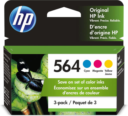 HP 564 Cyan, Magenta & Yellow Original Ink Cartridges, 3 Pack (N9H57FN)
