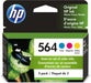 HP 564 Cyan, Magenta & Yellow Original Ink Cartridges, 3 Pack (N9H57FN)