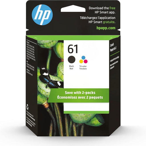 HP 61 Black & Tri-Colour Original Ink Cartridges, 2 Pack (CR259FN)