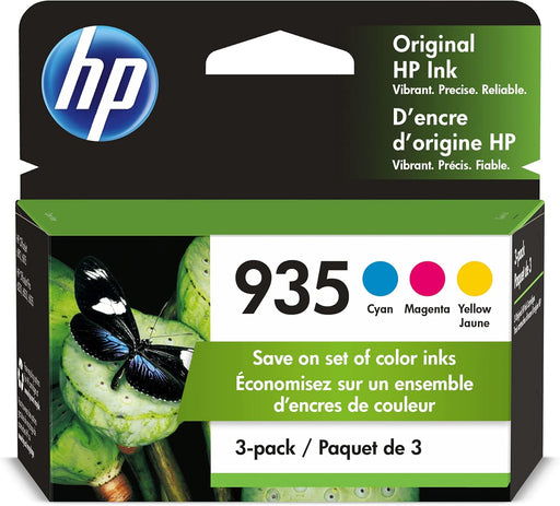 HP 935 Cyan, Magenta & Yellow Original Ink Cartridges, 3 Pack (N9H65FN)