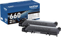 Brother TN660 High Yield Black Toner Cartridges - 2 Pack