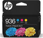 HP 936 Cyan/Magenta/Yellow Standard Yield Ink Cartridges, 3/Pack (6C3Z3LN)