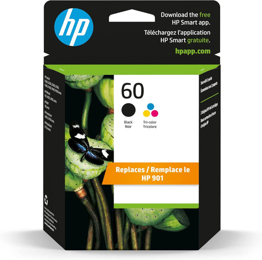 HP 60 Black & Tri-Colour Original Ink Cartridges, 2 Pack (N9H63FN)