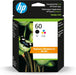 HP 60 Black & Tri-Colour Original Ink Cartridges, 2 Pack (N9H63FN)