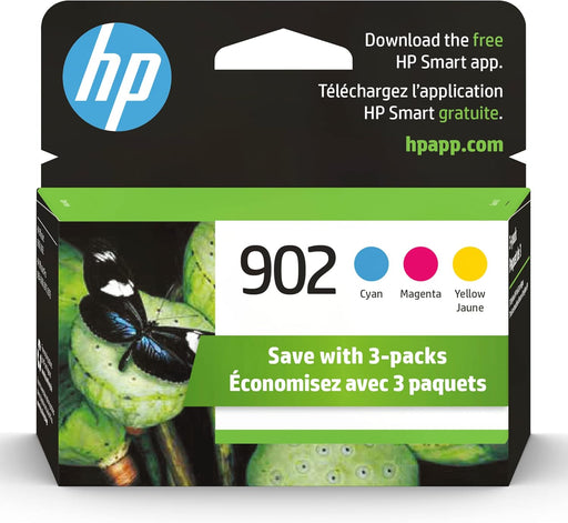 HP 902 Cyan, Magenta & Yellow Original Ink Cartridges, 3 Pack (T0A38AN)