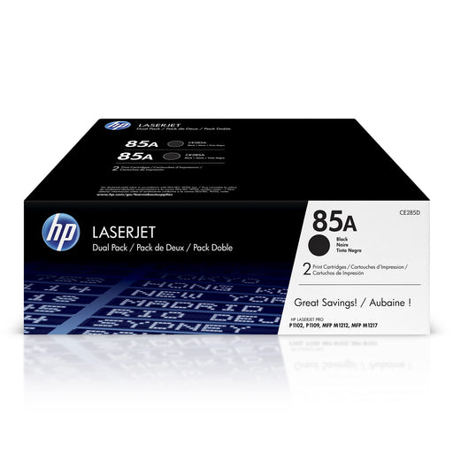 HP 85A (CE285D) Black Original LaserJet Toner Cartridges, 2 Pack