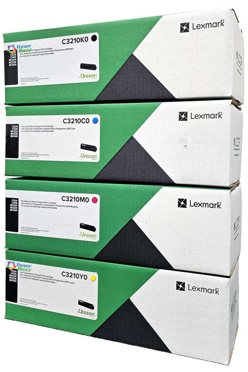 Lexmark C3210C0, C3210K0, C3210M0, C3210Y0 CMYK 4-Pack Colour Return Program Toner Cartridge Set for C3224, C3326, MC3224, MC3326