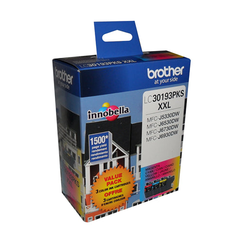 Brother LC30193PKS C/M/Y 3PK INK FOR MFCJ6530DW, MFCJ6930DW 1.5K/EA – Compatible Printer Supply – Get Toner Canada