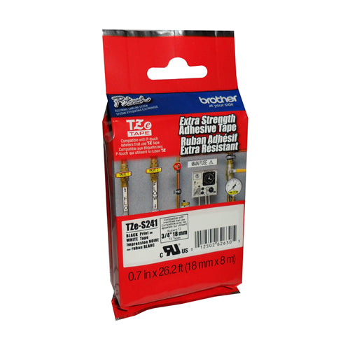 TZES231 BLACK ON WHITE 12MM  LAMINATED STRONG ADHESIVE IND