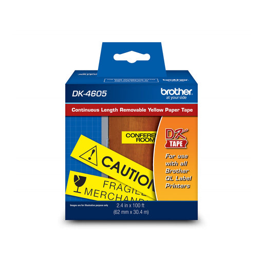 Black/Yellow Removable Continuous Length Paper Tape 2.4 in x 100 ft (62 mm x 30.4 m)