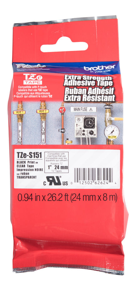 TZES131 BLACK ON CLEAR 12MM  LAMINATED STRONG ADHESIVE IND