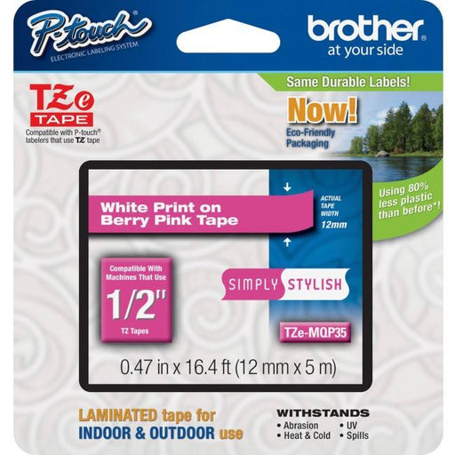 TZEMQG35 Brother WHITE/LIME GREEN (12MM)